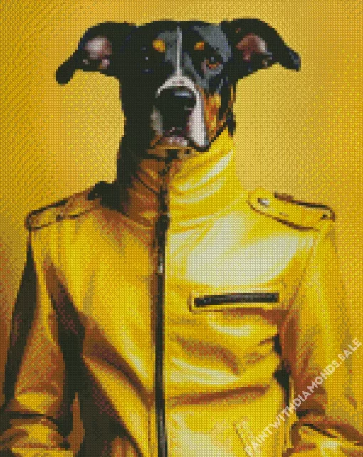 Greyhound In A Yellow Jacket Diamond Painting