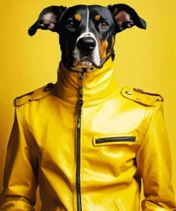 Greyhound In A Yellow Jacket Diamond Painting