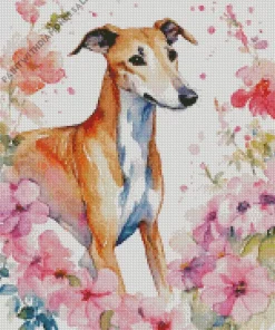 Greyhound In Flowers Diamond Painting