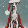 Greyhound In Santa Hat Diamond Painting