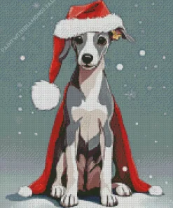 Greyhound In Santa Hat Diamond Painting