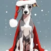 Greyhound In Santa Hat Diamond Painting