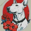 Greyhound With Red Flowers Diamond Painting