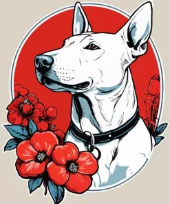 Greyhound With Red Flowers Diamond Painting