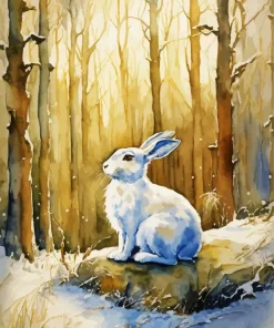 Hare In Snow Diamond Painting