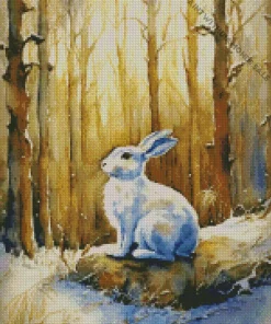 Hare In Snow Diamond Painting