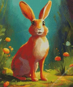 Hare With Flowers Diamond Painting