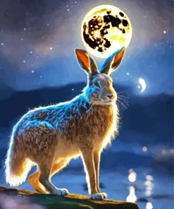 Hare With Moonlight Diamond Painting