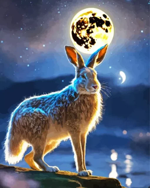 Hare With Moonlight Diamond Painting