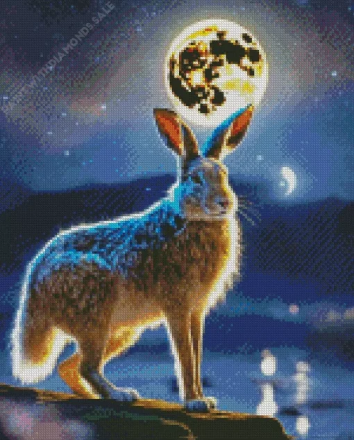 Hare With Moonlight Diamond Painting