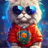 Himalayan Cat In A Red Hoodie Diamond Painting