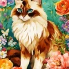 Himalayan Cat With Flowers Diamond Painting