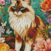 Himalayan Cat With Flowers Diamond Painting