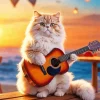 Himalayan Cat With Guitar Diamond Painting