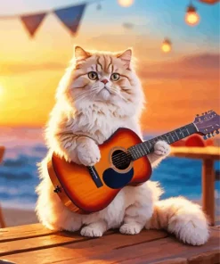 Himalayan Cat With Guitar Diamond Painting