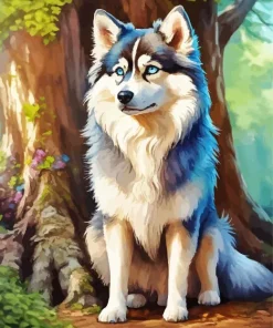 Husky Dog In Forest Diamond Painting