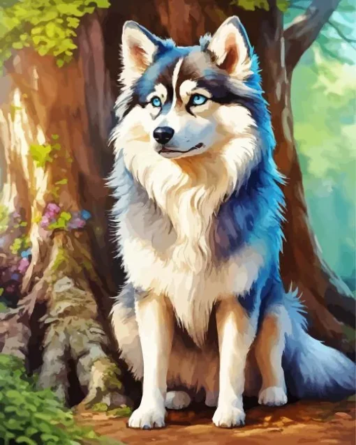 Husky Dog In Forest Diamond Painting