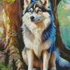 Husky Dog In Forest Diamond Painting