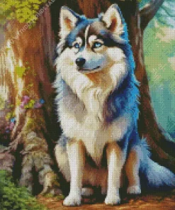 Husky Dog In Forest Diamond Painting