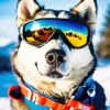 Husky Dog Skiing Diamond Painting