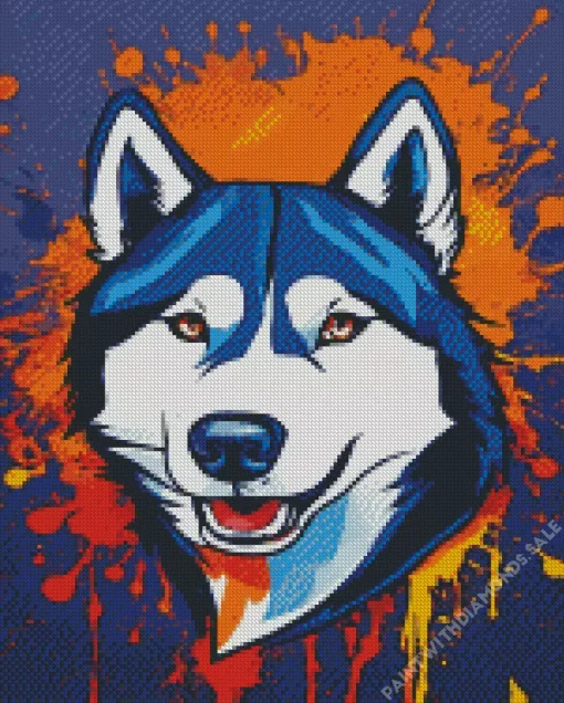 Husky Dog Splash Diamond Painting