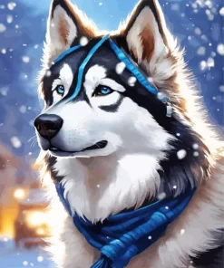 Husky In Snow Diamond Painting