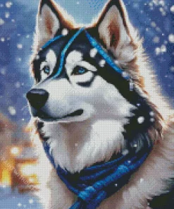 Husky In Snow Diamond Painting