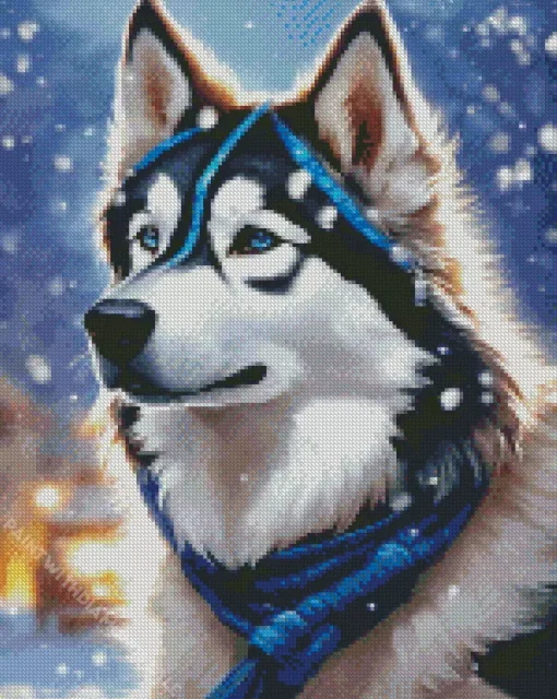 Husky In Snow Diamond Painting