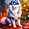 Husky With Christmas Gifts Diamond Painting