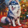 Husky With Christmas Gifts Diamond Painting