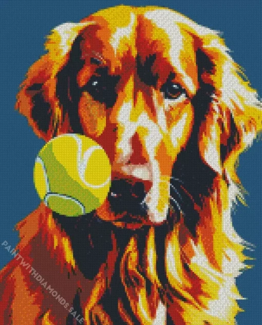 Irish Setter Dog With Tennis Ball Diamond Painting