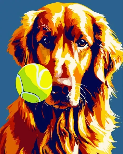 Irish Setter Dog With Tennis Ball Diamond Painting