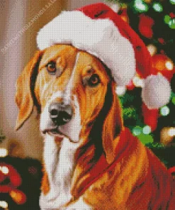 Irish Setter With Santa Hat Diamond Painting