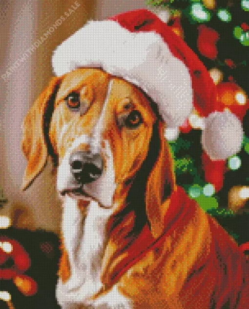 Irish Setter With Santa Hat Diamond Painting