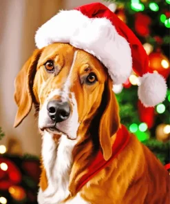 Irish Setter With Santa Hat Diamond Painting