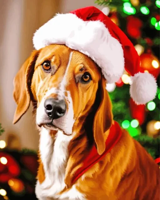 Irish Setter With Santa Hat Diamond Painting