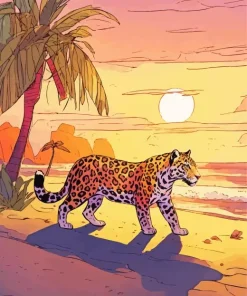 Jaguar And Sunset Diamond Painting