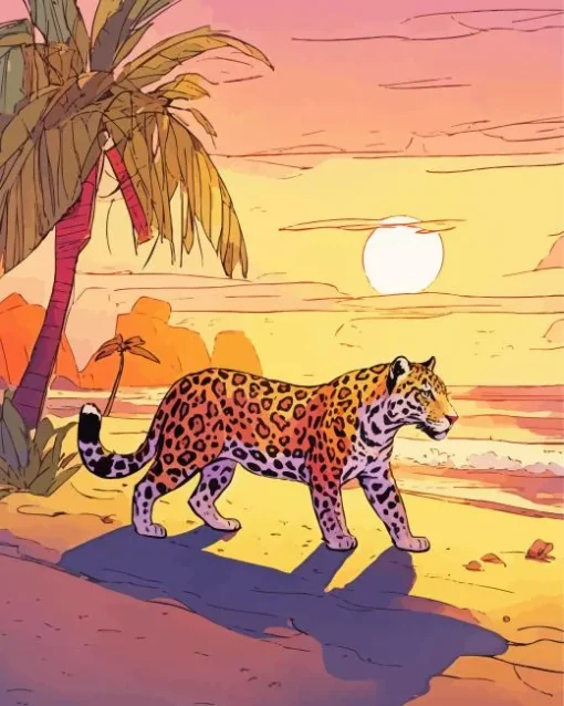 Jaguar And Sunset Diamond Painting