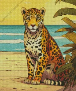 Jaguar In The Beach Diamond Painting