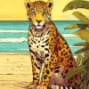 Jaguar In The Beach Diamond Painting