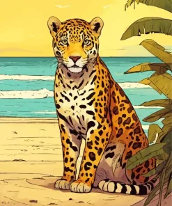 Jaguar In The Beach Diamond Painting