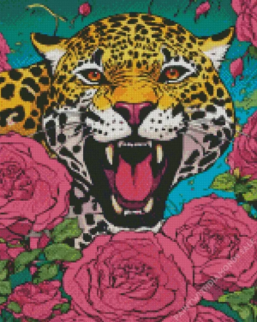 Jaguars In Flowers Diamond Painting