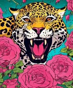 Jaguars In Flowers Diamond Painting