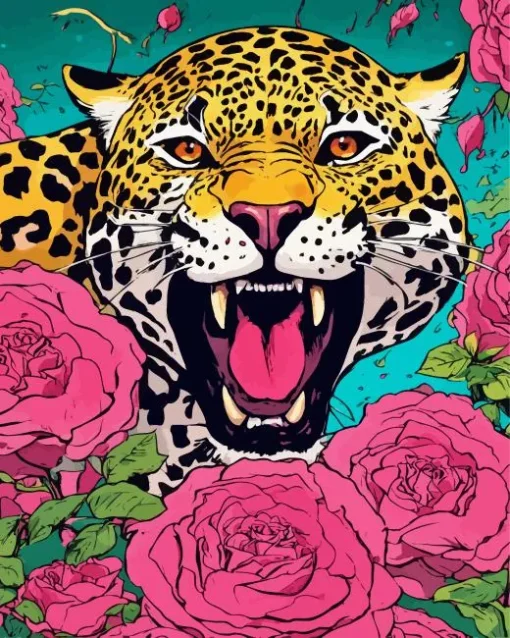 Jaguars In Flowers Diamond Painting