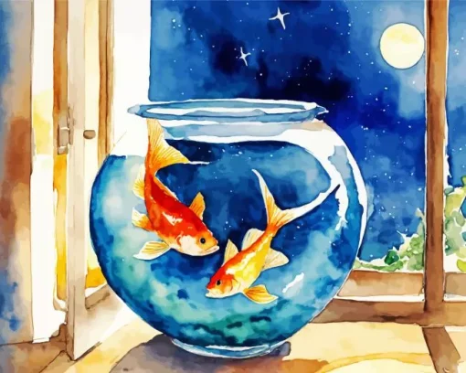 Koi Fish In A Bowl Diamond Painting