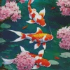 Koi Fish With Cherry Blossoms Diamond Painting