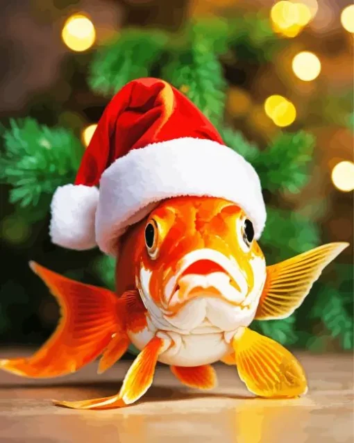 Koi With Santa Hat Diamond Painting