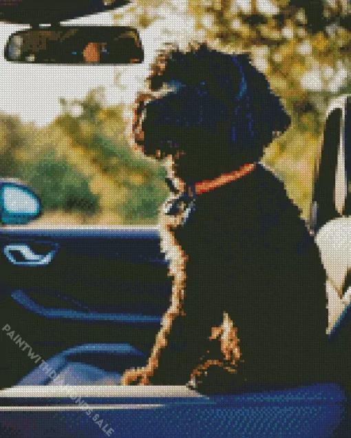 Labradoodle Dog In Car Diamond Painting