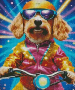 Labradoodle Dog On Motorcycle Diamond Painting