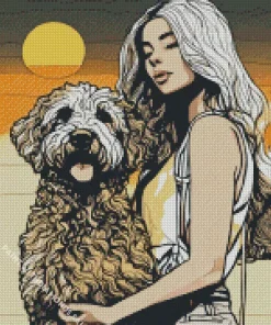 Labradoodle Dog With A Girl Diamond Painting